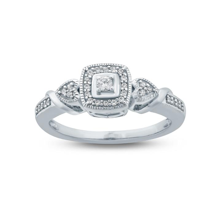 Womens 1/10 Ct. T.w. Genuine Round White Diamond Sterling Silver Promise Ring