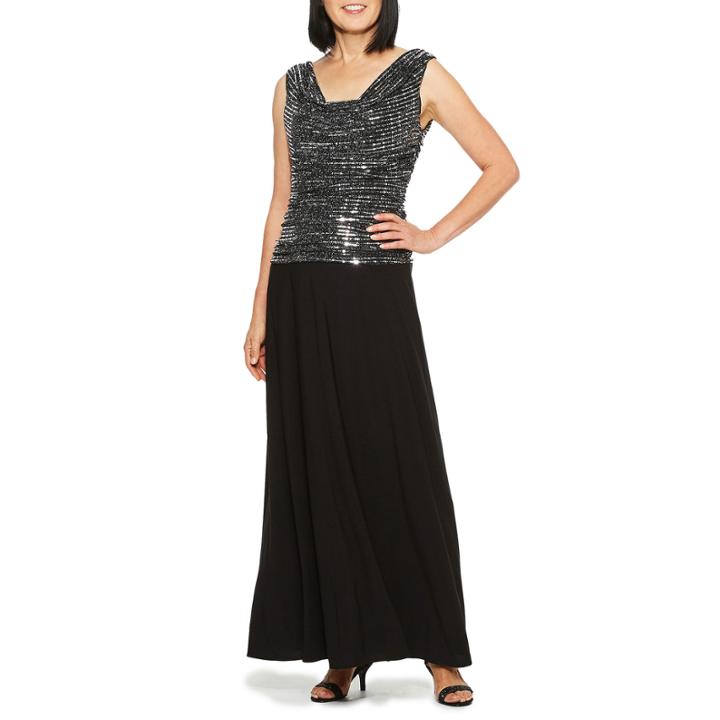 R & M Richards Sleeveless Embellished Evening Gown