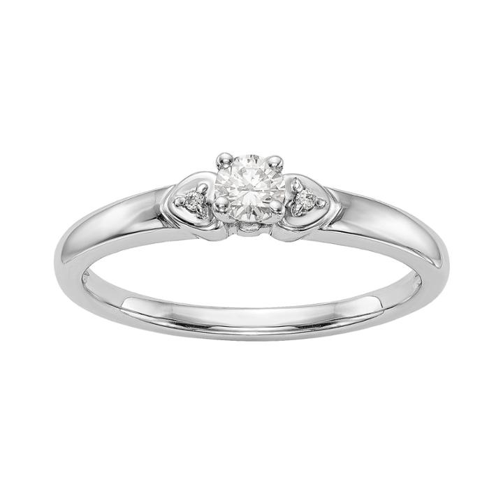 Womens 1/6 Ct. T.w. Genuine Round White Diamond 14k Gold Promise Ring