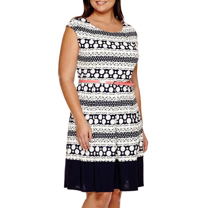 Tiana B. Sleeveless Puff Print Fit N Flare Dress - Plus