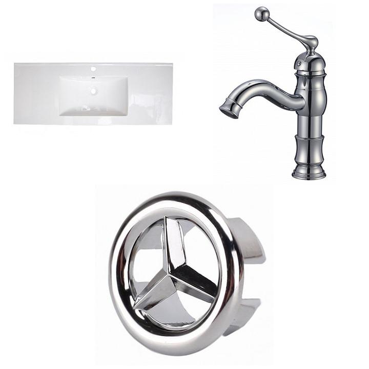 39.75-in. W 1 Hole Ceramic Top Set In White Color- Cupc Faucet Incl.