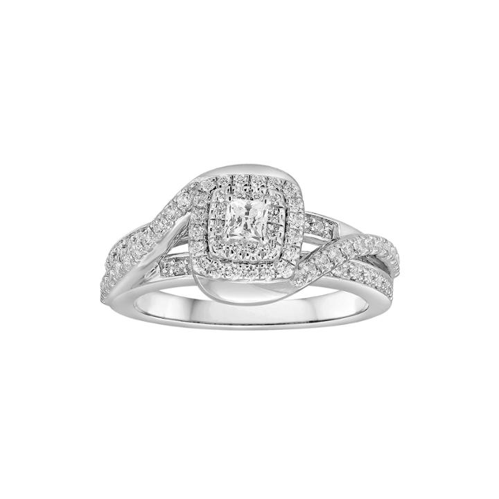 5/8 Ct. T.w. Diamond And Lab-created Sapphire 10k White Gold Bypass Bridal Ring