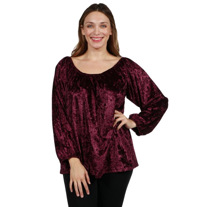 24/7 Comfort Apparel Taormina Velvet Tunic Top - Plus