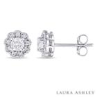 Laura Ashley 1/2 Ct. T.w. Genuine White Diamond 10k Gold 7.2mm Stud Earrings