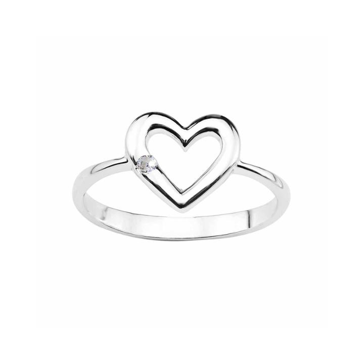 Lab-created White Sapphire Sterling Silver Heart Ring