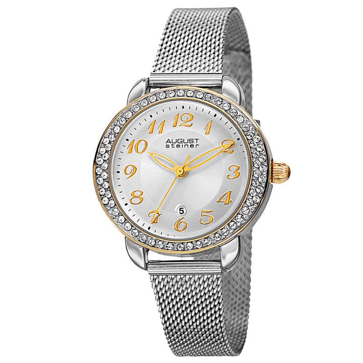 August Steiner Womens Silver Tone Strap Watch-as-8192ssg