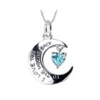 I Love You To The Moon And Back Blue Cubic Zirconia Pendant Necklace