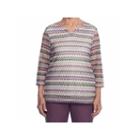 Alfred Dunner Palm Dessert 3/4 Sleeve Sweetheart Neck T-shirt-womens