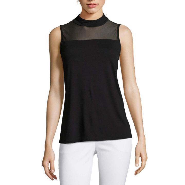 Worthington Sleeveless Mock Neck T-shirt-womens