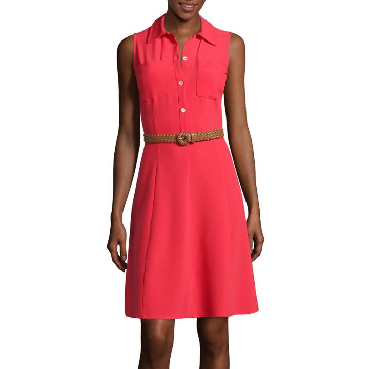 Liz Claiborne Sleeveless Belted Shirtdress