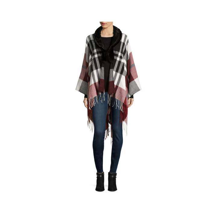 Mixit&trade; Plaid Wrap With Faux Fur