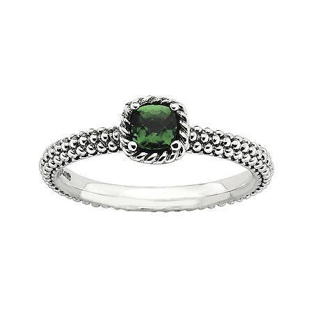 Personally Stackable Square Lab-created Emerald Ring