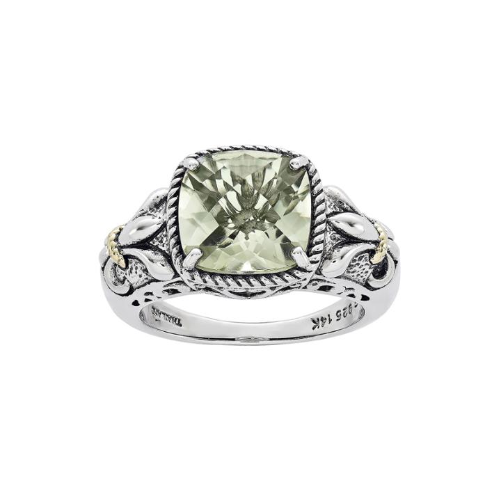 Shey Couture Green Quartz Sterling Silver Antiqued Ring