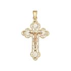 Infinite Gold&trade; 14k Tri-tone Gold Filigree Crucifix Cross Pendant
