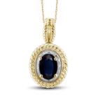 Womens Diamond Accent Genuine Blue Sapphire 14k Gold Over Silver Pendant Necklace