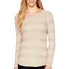 St. John's Bay Long-sleeve Striped Sequin Sweater