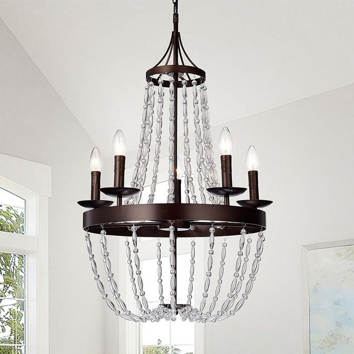 Ruesen 5-light 22-inch Antique Bronze Crystal Chandelier