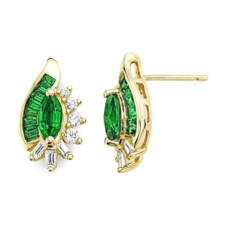 Lab-created Emerald And White Sapphire Earrings