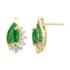 Lab-created Emerald And White Sapphire Earrings
