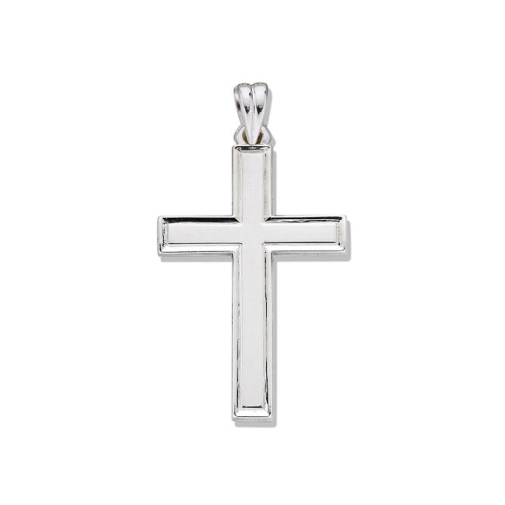 Sterling Silver Beveled-edge Latin Cross Charm Pendant