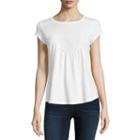 Liz Claiborne Short Sleeve Round Neck Embroidered T-shirt-womens