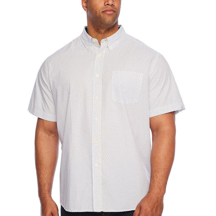 Jachs New York Short Sleeve Pattern Button-front Shirt-big And Tall