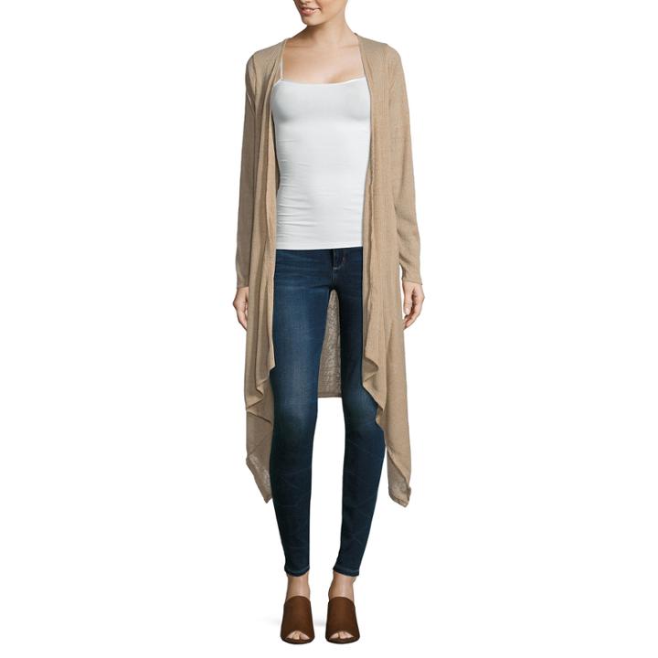 Derek Heart Long Sleeve Open Front Cardigan-juniors