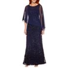 Onyx Nites Lace Cape Evening Gown