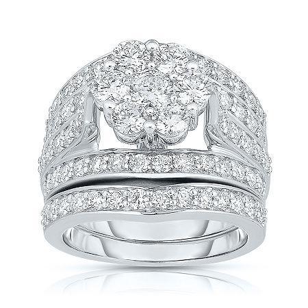 3 Ct. T.w. Diamond 14k White Gold Bridal Ring Set
