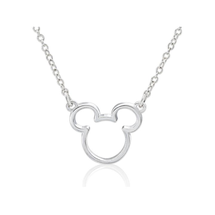 Disney Mickey Outline Sterling Silver Pendant Necklace