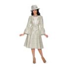 Giovanna Collection Women's Mock 2-piece Metallic Brocade Large Bow Fit & Flare Dress