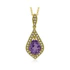 Genuine Amethyst & Lab-created White Sapphire 14k Yellow Gold Over Silver Pendant Necklace
