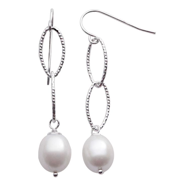 8.5-9mm Cultured Freshwater Pearl Sterling Silver Earrings