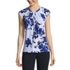Liz Claiborne Cap Sleeve Twist Neck Top-talls