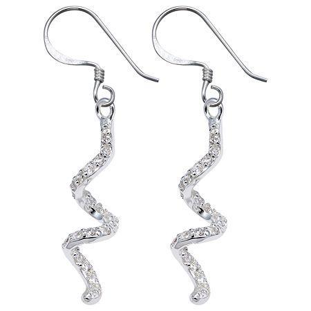 Sterling Silver Cubic Zirconia Squiggle Earrings