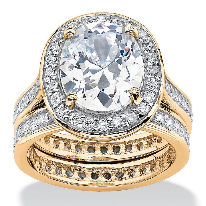 Diamonart Womens 6 Ct.t.w. White Cubic Zirconia Gold Over Silver Bridal Set