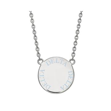 Delta Delta Delta Enamel Sterling Silver Disc Pendant Necklace