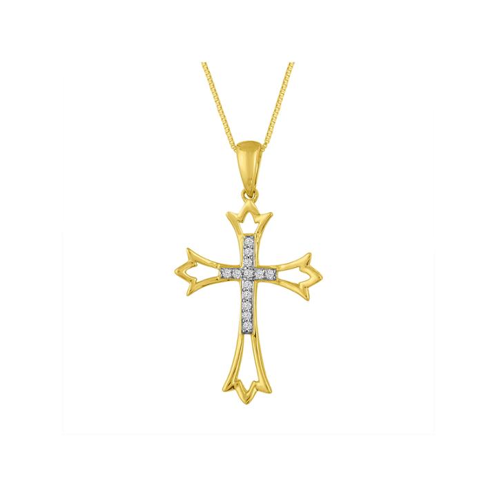 Womens Diamond Accent 10k Gold Cross Pendant Necklace