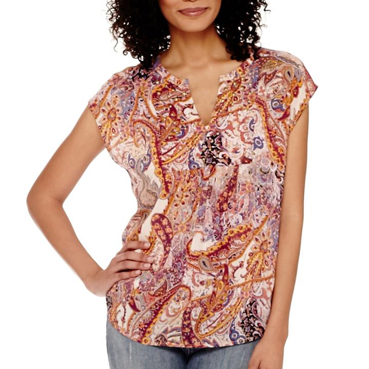 Liz Claiborne Sleeveless Paisley Studded Blouse - Tall
