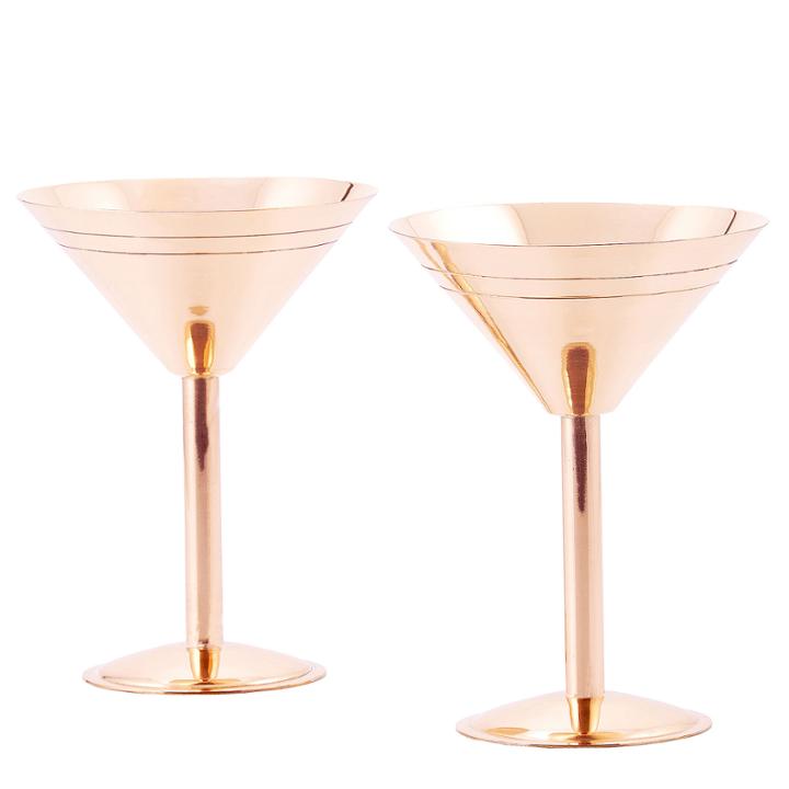 Old Dutch Solid Copper Martini Glasses Set Of 2