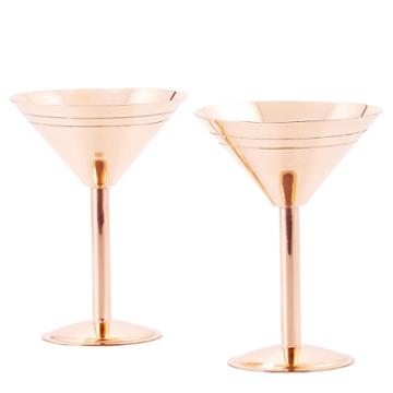 Old Dutch Solid Copper Martini Glasses Set Of 2