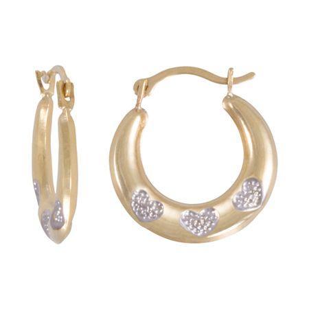 Two-tone Heart-etched Hoop Earrings