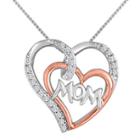 1/4 Ct. T.w. Diamond Two-tone Mom Double Heart Pendant Necklace