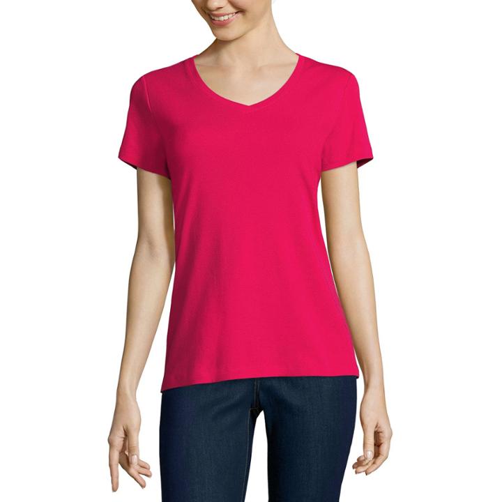 St. John's Bay Short Sleeve V Neck T-shirt-womens
