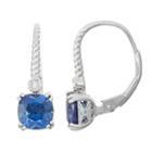 Diamond-accent Lab Created Blue Sapphire Sterling Silver Leverback Earring