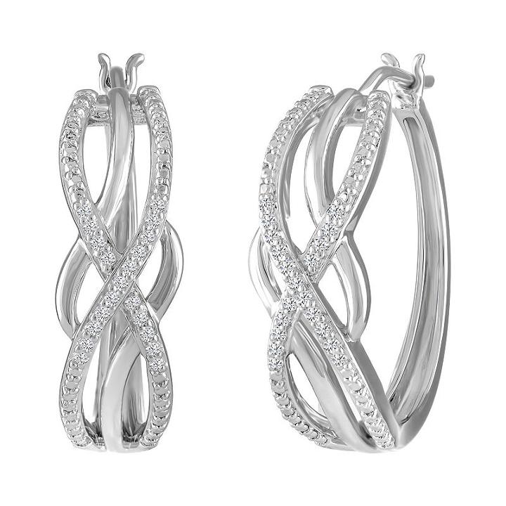1/10 Ct. T.w. Genuine White Diamond Sterling Silver 22.6mm Hoop Earrings