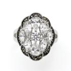Sparkle Allure Gray Silver Over Brass Cluster Ring