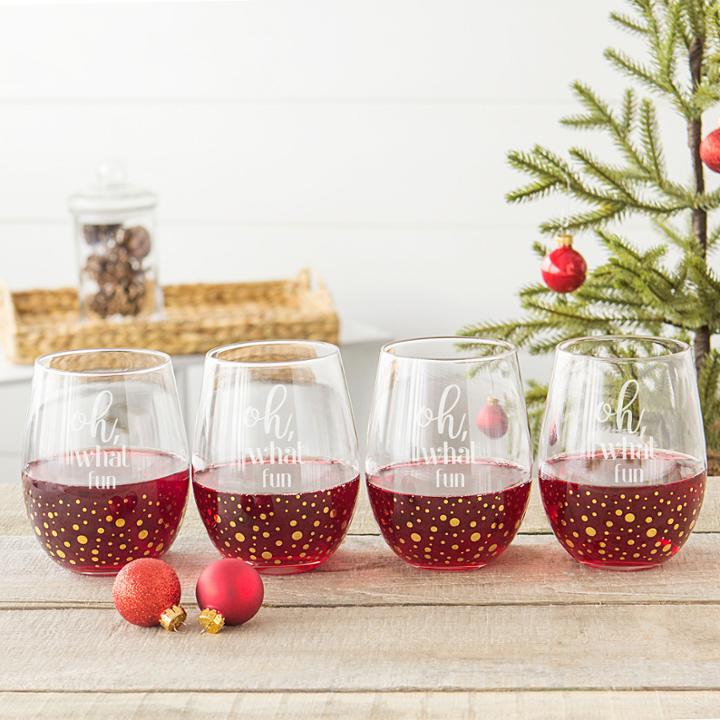 Cathy's Concepts Oh What Fun 4-pc. Stemless Wine Glass