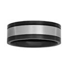 Mens Stainless Steel And Black Ion-plated 8mm Wedding Band