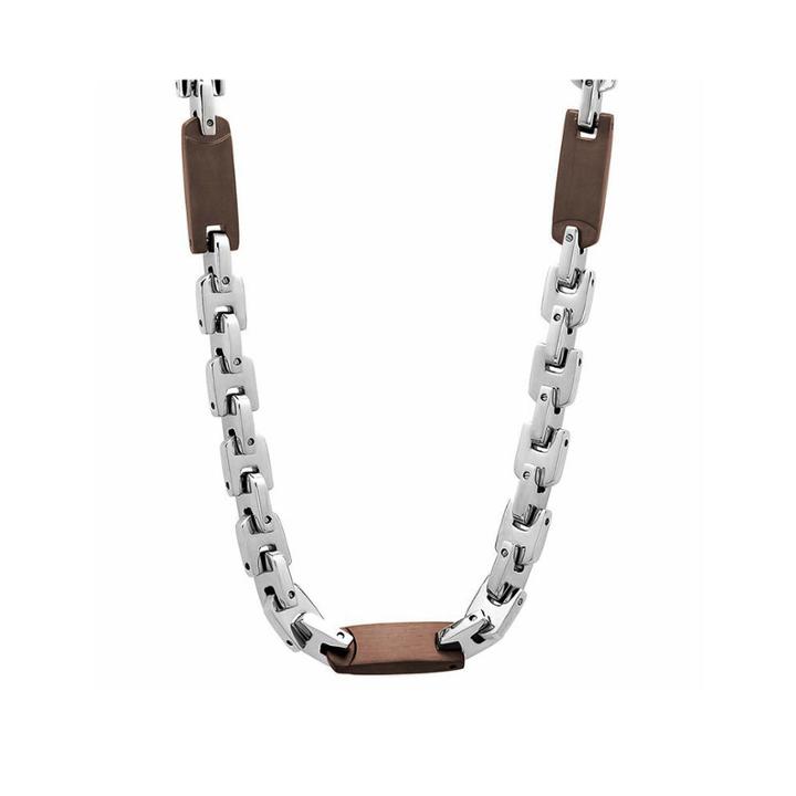 Mens Two-tone Stainless Steel 24 Chain Station Necklace